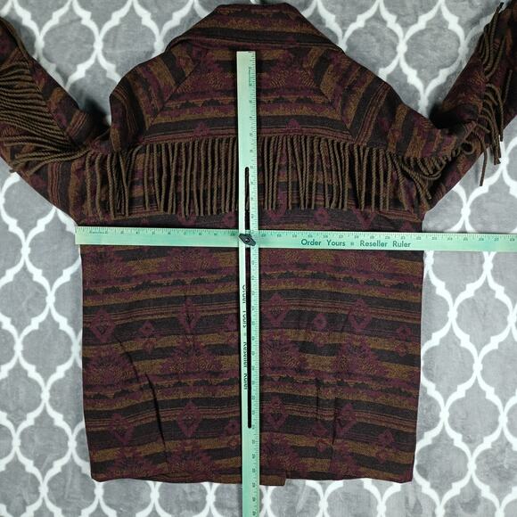 Sam Edelman Jacket Womens Small Aztec Fringe Western Wool Blend Coat - Picture 5 of 8